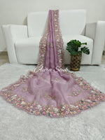 lavender Designer Shimmer Organza Saree