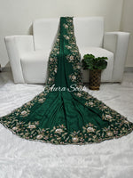 Green Satin Organza Designer Saree
