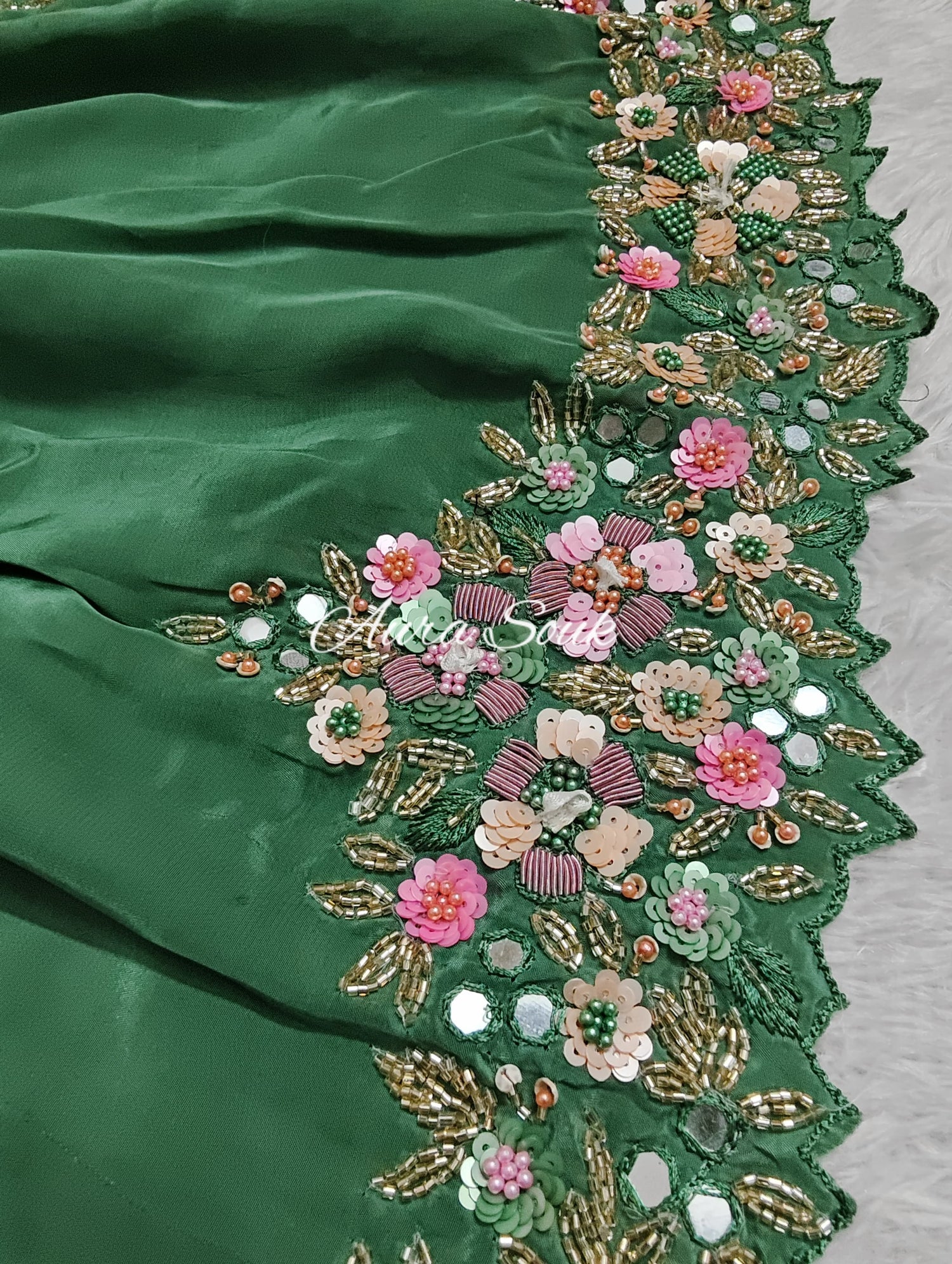 Green Designer Crepe Silk Saree