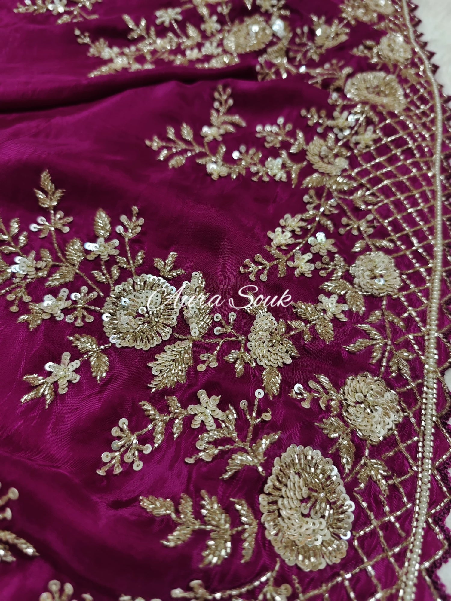 Magenta Royal Satin Organza Designer Saree