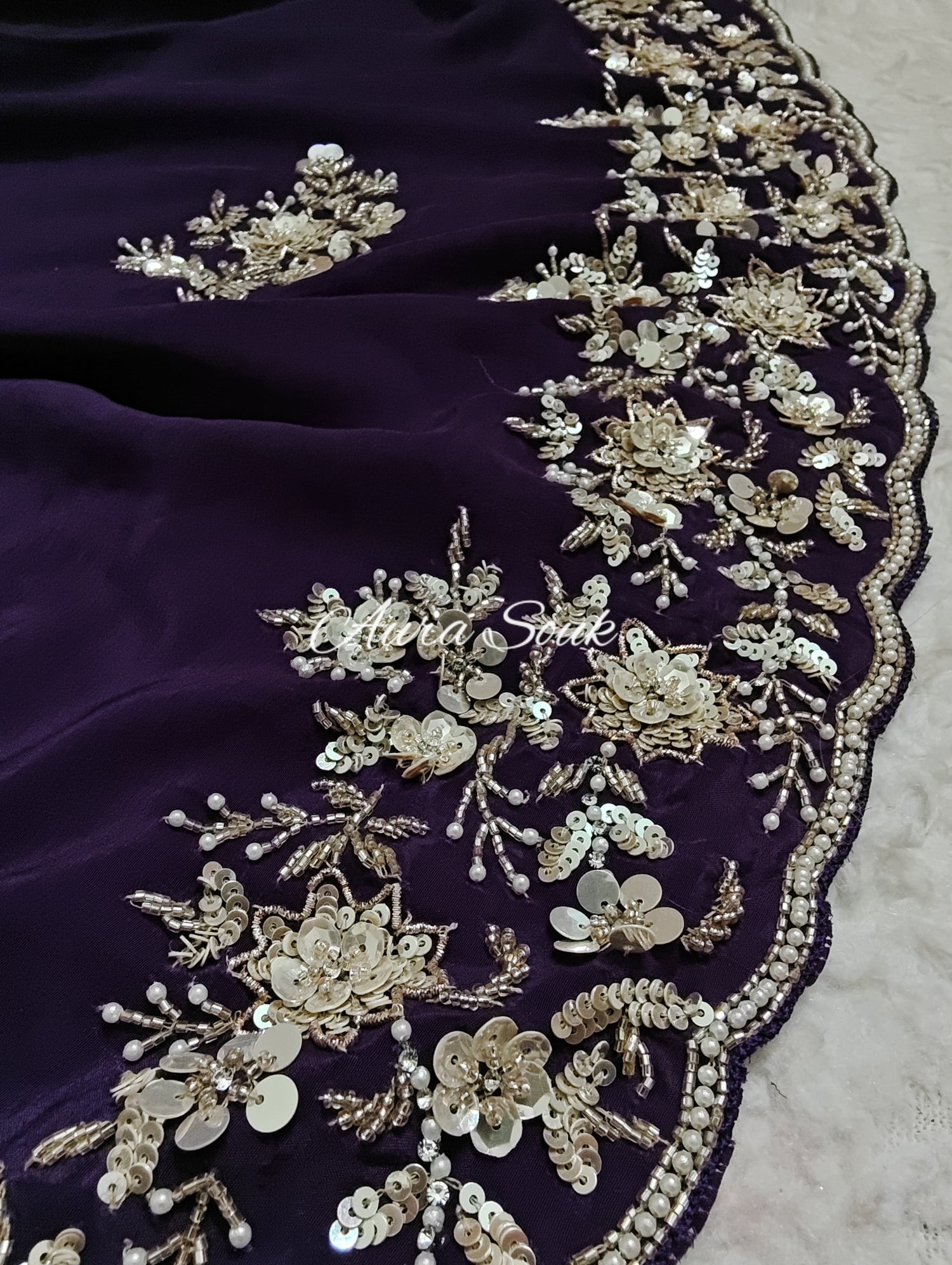 Nude Purple Organza Designer Saree